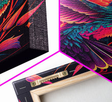 Load image into Gallery viewer, Beautiful Retro-Wave Humming Bird, framed canvas print, Colorful farmhouse wall art