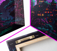 Carregar imagem no visualizador da galeria, Transylvania Art, Cool Medieval castle 8 bit pixel art, fantasy art, framed canvas print, Cool castle art
