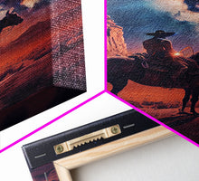 Cargar imagen en el visor de la galería, Cowboy contemplating the stars, framed canvas print, wild west art, western decor