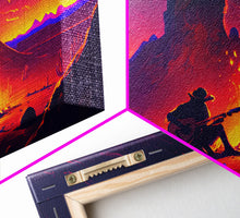 Carregar imagem no visualizador da galeria, Campfire Songs, Retrowave style art, framed canvas print, synthwave art