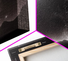 Load image into Gallery viewer, Black and white Watercolor of a starry night sky over a pine forest, framed canvas print