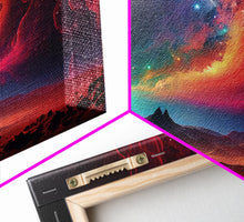 Cargar imagen en el visor de la galería, Colorful Galaxy Full of Stars, Framed Canvas Print, Unique Wall Art, Large Format Art, Retro Synthwave Style Space Art