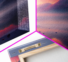 Cargar imagen en el visor de la galería, Foggy Sunset Over a Pine Forest and Lake, Fall Tones, Wall Decoration, Framed Canvas Print, cool wall art, minimalist boho wall art