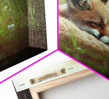 Load image into Gallery viewer, Cute Sleepy Fox Art, Animal Prints, Nature Art, Framed Canvas Print, Cute animal wall art, above sofa art