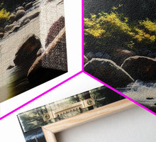 Carregar imagem no visualizador da galeria, A Rocky Stream, Watercolor Art, Serene nature landscape art, framed canvas print, mouth of the river in the morning light wall art