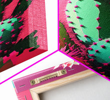 Carregar imagem no visualizador da galeria, Cactus Art, Pop Art Style, Framed Canvas Print, Pueblo Style Midwest Decor, Western Art, Primitive Style Wall Art