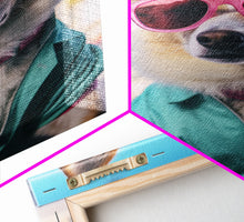 Cargar imagen en el visor de la galería, Corgi Wall Print, Dog Wall Art, Dog Sunglasses, Teal Shirt, Funny Wall Art, Framed Wall Art, Framed Canvas, Wall Print, Wall Canvas