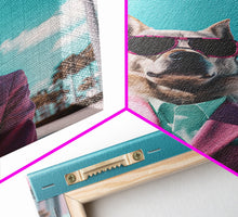 Carregar imagem no visualizador da galeria, Akita Wall Print, Dog Wall Art, Dog Sunglasses, Pink Business Suit, Funny Wall Art, Framed Wall Art, Framed Canvas, Wall Print, Wall Canvas