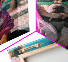 Load image into Gallery viewer, Dog Sunglasses, Pink Hoodie, Chihuahua Wall Print, Dog Wall Art, Funny Wall Art, Framed Wall Art, Framed Canvas, Wall Print, Wall Canvas