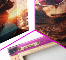 Load image into Gallery viewer, Dachshund Wall Print, Dog Wall Art, Dog Sunglasses, Dog In Teal Shirt, Funny Art, Framed Wall Art, Framed Canvas, Wall Print, Wall Canvas