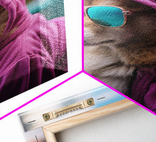 Cargar imagen en el visor de la galería, Corgi Pink Hoodie Wall Print, Animal Wall Art, Dog Portrait, Dog Art Print, Framed Wall Art, Framed Canvas, Wall Print, Wall Canvas