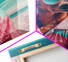 Cargar imagen en el visor de la galería, Chihuahua In Pink Shirt Sunglasses Wall Print, Beach Art, Dog Print, Dog Portrait, Framed Wall Art, Framed Canvas, Wall Print, Wall Canvas