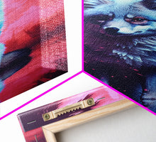 Load image into Gallery viewer, Black Fox Wall Print, Animal Art Print, Animal Portrait, Pink Art, Wildlife Art, Framed Wall Art, Framed Canvas, Wall Print, Wall Canvas