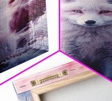 Load image into Gallery viewer, Arctic Fox Wall Print, Animal Art Print, Animal Portrait, Pink Art, Wildlife Art, Framed Wall Art, Framed Canvas, Wall Print, Wall Canvas
