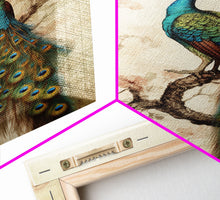 Load image into Gallery viewer, peacock wall art | peacock art print | boho wall art | peacock poster | mid century modern art | home office wall art | Farmhouse Canvas Art