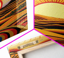 Carregar imagem no visualizador da galeria, Art Deco Style Desert Landscape Painting Canvas Print, Framed Canvas Art, Unique Arizona Pueblo Style Southwestern Art