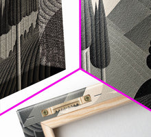 Carregar imagem no visualizador da galeria, Art Deco Style Greyscale Landscape, Monochromatic Drab and Dreary art, framed canvas print, large format art