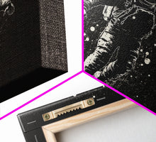 Carregar imagem no visualizador da galeria, Adrift - Astronaut Lost In Space - Framed Canvas Print - Black and White Space Art