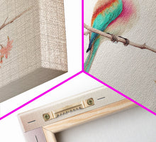 Cargar imagen en el visor de la galería, Colorful Oriole Bird On a Branch, Watercolor, Framed Canvas Print, Birdwatcher Art