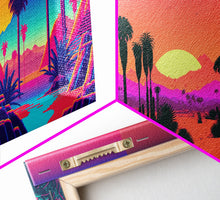 Carregar imagem no visualizador da galeria, California Desert Art, Retro / Vaporwave / Synthwave 80s Vibes 3 Piece Canvas Prints, Game Room Art, Living Room / Bed Room Retro Decor
