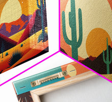 Load image into Gallery viewer, Arizona Desert Landscape, Framed Canvas Print Set, 3 Piece Wall Art, Brown Sepia Art, Mountains Wall Art, Office Wall Art