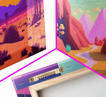 Load image into Gallery viewer, Desert Canvas Prints Set of 3, Arizona Desert 3 Panel Wall Art, Retro Boho Desert Art Print, Nature Gallery Wall Set, Large Framed Wall Art