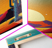 Carregar imagem no visualizador da galeria, Framed Canvas Print - Pop Art Desert Landscape at Sunset - Ready to Hang Wall Art - Retro Desert Prints - Minimalist Art