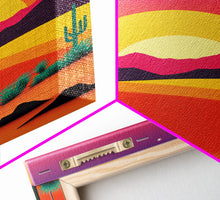 Carregar imagem no visualizador da galeria, Framed Canvas Art | Sunset Desert Landscape | Pop Art Style | UV-Resistant Coating | Hand-Stretched | 1.5" Thick Wooden Frame