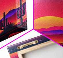 Carregar imagem no visualizador da galeria, Framed Canvas Art Print - Desert Landscape at Sunset - Pop Art Style - Home Decor - Southwest Art, California Desert Decor