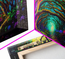 Cargar imagen en el visor de la galería, Fantasy wall art, canvas print, magical forest, fantasy landscape art, ready to hang wall art, magical glowing forest fantasy art