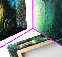 Load image into Gallery viewer, Beautiful magical fairy forest, Framed canvas print, Fantasy forest wall art Enchanted forest, Fantasy Home Decor