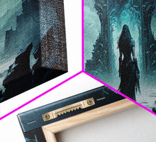 Load image into Gallery viewer, Doorway to Niflheim, Land of Mist and the Dead, Norse Mythology Fantasy Art, Framed Canvas Print, Fantasy Decor