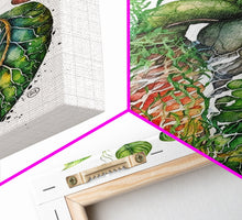 Carregar imagem no visualizador da galeria, Florapunk Heart, Anatomical Heart Painting Canvas Print, Watercolor Heart, Human Heart, Pond Heart, Marsh Painting, Waterlily, Lily pads