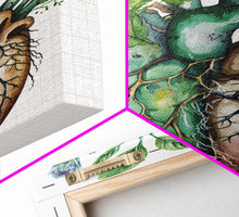 Carregar imagem no visualizador da galeria, Florapunk Heart, Anatomical Heart Painting Canvas Print, Watercolor Heart, Human Heart, Pond Heart, Marsh Painting, Waterlily, Lily pads