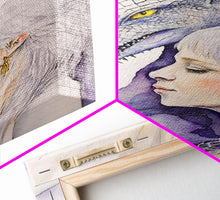 Load image into Gallery viewer, Dragon Painting Canvas Print, Dragon Art, Fantasy Art, Fantasy Painting Wall Art, Girl and Her Dragon, Dragon Girl