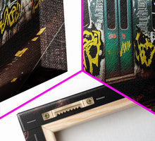 Carregar imagem no visualizador da galeria, Graffiti Subway Car - Cool Wall Art -Framed Canvas Print - Unique Wall Decor - Framed Art - Train Car With Graffiti