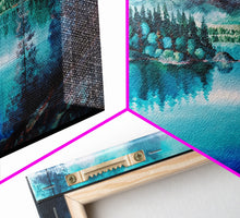 Load image into Gallery viewer, Blue Lake Art | Framed Canvas Print | Blue Lake Painting | Oregon Lake House Decor | Guest Room Landscape Painting | Cascade Lakes Painting