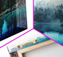 Load image into Gallery viewer, Blue Lake Art | Framed Canvas Print | Blue Lake Painting | Oregon Lake House Decor | Guest Room Landscape Painting | Trillium Lake Painting