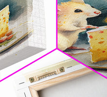 Load image into Gallery viewer, Cute mouse birthday party Watercolor Print, Mouse Art Painting, Framed Canvas Print, Cute mouse cartoon