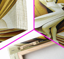 Cargar imagen en el visor de la galería, Art Deco Sculpture Canvas Print, Framed Wall Art, 1930s Inspired Retro Art, White and Gold Ballerina