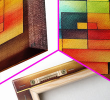 Load image into Gallery viewer, Framed Canvas Print Wall Art Set Color Blocks Abstract Shapes Illustrations Mid Century Modern Wall Art Boho Decor Abstract Wall Art