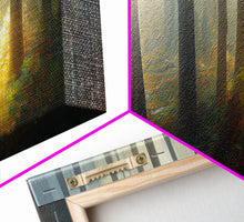 Load image into Gallery viewer, Canvas print of a forest floor at golden hour, watercolor painting print, cool living room or guest room wall art