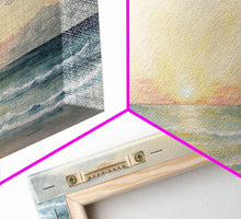 Load image into Gallery viewer, Panoramic Sea Canvas Oil Painting Print, Holiday Seascape Art, Blue Sky Cloud Mural Living Room Decor Painting Framed Wall Art