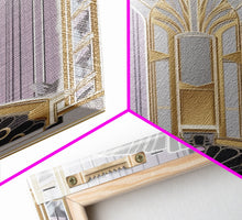 Load image into Gallery viewer, Art Deco Wall art, Framed Canvas Print, Art Deco, Gold art, Pastel colors, Midcentury Modern, Office decor, Living room art, Beautiful art