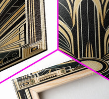 Carregar imagem no visualizador da galeria, Art Deco Wall art, Framed Canvas Print, Art Deco, Gold & green art, Geometric art, Midcentury Modern, Stained glass art, Office decor