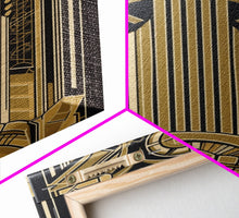 Load image into Gallery viewer, Art Deco Pattern Wall art - Framed Canvas Print - Art Deco - Gold & black art - Wonderful art - Lines art - Geometric art - Office wall art