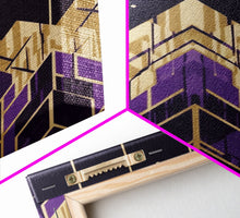 Load image into Gallery viewer, Art Deco Pattern Wall art, Framed Canvas Print, Art Deco, Gold & purple art, Canvas art, Abstract art, Office decor, Original painting