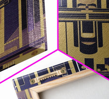 Load image into Gallery viewer, Art Deco Pattern Wall art - Framed Canvas Print - Art Deco - Gold & blue art - Abstract art - Patterns art - Abstract art - Guest room decor