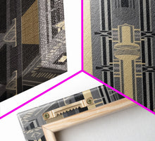 Load image into Gallery viewer, Art Deco Pattern Wall art - Framed Canvas Print - Art Deco - Abstract art - Gold & gray art - MCM Art - Original painting - Geometric art