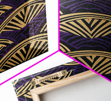 Load image into Gallery viewer, Art Deco Pattern Wall art - Framed Canvas Print - Art Deco - Original painting - Wall art - Office decor - Gold & purple art - Abstract art